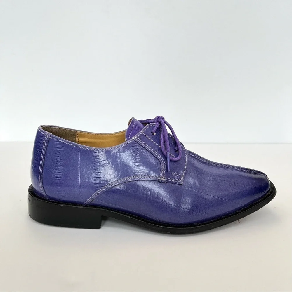 LibertyZeno Jammy Leather Eel Skin Oxford Style Purple Dress Shoes Size 4